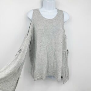 American Eagle Outfitters Gray Cold Shoulder Sweater Bell Sleeve Size Large Boho